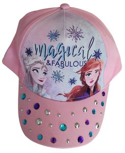 Disney Frozen Anna und Elsa Kappe, Mütze, Sonnenhut mit Glitzersteinen für Kinder rosa Gr. 52