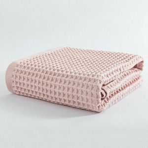 Baumwolle Waffel Badetücher Adult Soft Absorbent Handtuch 70*140cm Rosa