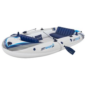ArtSport Schlauchboot 3,20 m für 4 Personen – Paddelboot aufblasbar mit 2 Sitzbänken – Ruderboot PVC mit Luftpumpe, Paddel, Tasche & Reparaturset