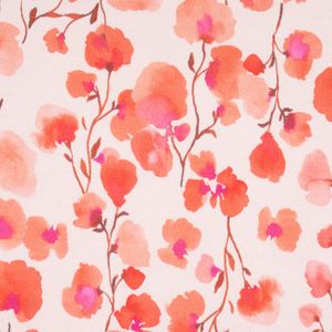 Sweatstoff Digitaldruck Blumen Blätter lachs hellrosa rosa 1,45m Breite