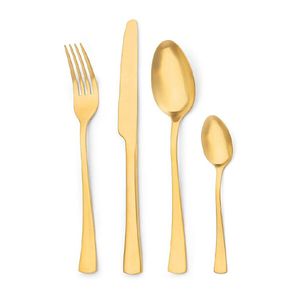 Sada o príboru, servírovacích náradí, s prenosnou krabičkou na príbor, zlato, 6 lyžíc + 6 vidličiek + 6 nožov + 6 lyžíc, 20 cm - Cutlery
