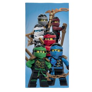 Lego Ninjago Handtuch für Jungen 140x70 cm Strandtuch für Kinder aus 100% Baumwolle Motiv Assemble
