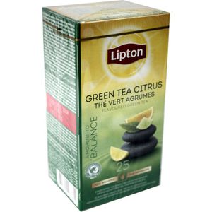 Lipton Teebeutel Grüner Tee Zitrusfrüchte 25 Btl. (Green Tea Citrus, The Vent Agrums) Vakuumverpackt