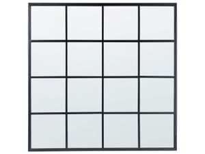 BELIANI Wandspiegel Schwarz Metall Quadratisch mit Schmalem Rahmen Fensteroptik Sprossenfenster Modern Wohnzimmer Schlafzimmer Flur Esszimmer Wanddeko