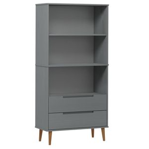 vidaXL Bücherregal MOLDE Grau 85x35x170,5 cm Massivholz Kiefer