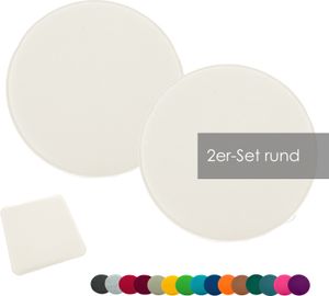 heimtexland ® Sitzkissen Set Filz Stuhlkissen Stuhlauflage Filzkissen Stuhl Polster Kissen Typ631 2er Set 35 cm Rund Wollweiß