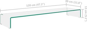 vidaXL TV-Tisch/Bildschirmerhöhung Glas Transparent 120x30x13 cm