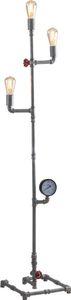 Mehrarmige LED Stehlampe 3 flammig Industrial Design mit Wasserrohr Zink antik