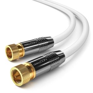 deleyCON HDTV SAT Kabel 2m F-Stecker zu F-Stecker - METALL - vergoldet