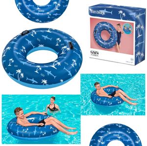 Bestway 36353 - Schwimmring Nautical 105 cm - XXL Schwimmreifen Luftmatratze Pool - Blau