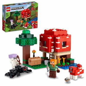 LEGO 21179 Minecraft Das Pilzhaus, mit Figuren von Alex, Mooshroom & Spinnenreiter