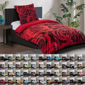 SANILO® Bettwäsche 135x200 cm, 100% feinste Baumwolle, 2-teilig, Bettbezug, Kissenbezug 80x80cm - Rosen