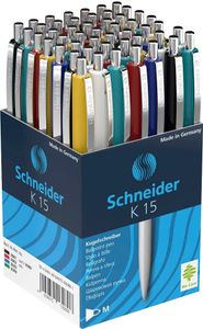 Schneider Kugelschreiber K15 farbsortiert Schreibfarbe blau, 50 St.