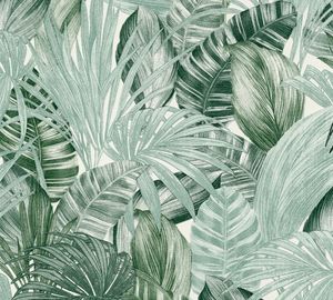 A.S. Création Palmentapete Greenery Dschungeltapete Vliestapete grün weiß 10,05 m x 0,53 m