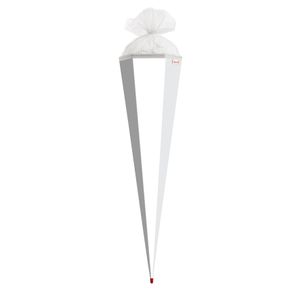 XXL-Bastelschultüte 100 cm weiß sechseckig - extra stabil durch Rot(h)-Spitze mit Tüll-Verschluss