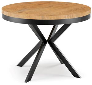 Runder Ausziehbarer Esstisch - Loft Style Tisch mit Metallbeinen - 100 bis 180 cm - Industrieller Quadratischer Tisch für Wohnzimmer - Kompakt - 100 cm - Eiche Lancelot