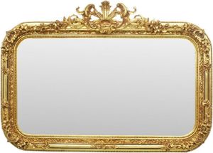 Casa Padrino Barock Spiegel Gold 140 x H. 95 cm - Handgefertigter Antik Stil Wandspiegel - Garderoben Spiegel - Wohnzimmer Spiegel - Barock Möbel