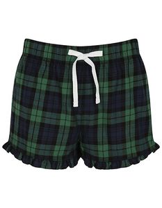 SF Women Damen Tartan Frill Lounge Shorts Schlafanzug SK082 navy-green check M