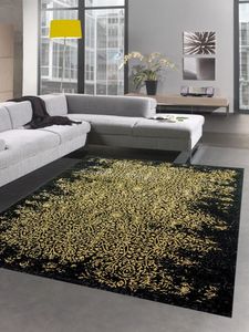 Teppich Wohnzimmer Designerteppich Ornamente schwarz gold Größe - 160x230 cm