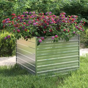 Prolenta Premium - Garten-Hochbeet 100x100x77 cm Verzinkter Stahl Silber