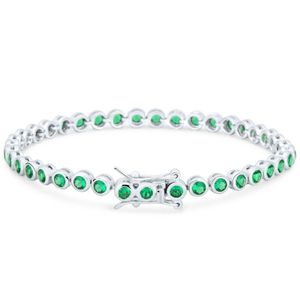 Tennisarmband Eternity Rund Memoire 925 Silber Rhodiniert Zirkonia Grün Damen 20