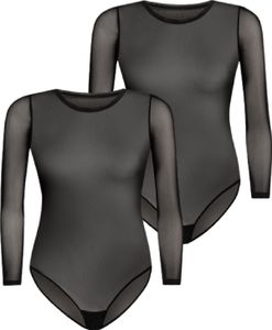 Teyli 2-pack: Dámské síťované body s dlouhými rukávy Ero Female 2406-2 black XL