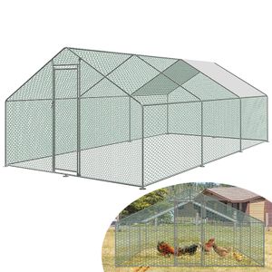 UISEBRT Hühnerstall Hühnerhaus Freilaufgehege Geflügelstall Kleintierstall Verzinkter Stahlrahmen mit Dach 3 x 6 x 2 m