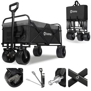 Sekey 200 kg Schwerlast Bollerwagen Faltbar, mit 17x10 cm PolyurethanReifen – Ideal für den Strand, Schwarz und Grau Sekey 200 kg Schwerlast Bollerwagen Faltbar, mit 17x10 cm PolyurethanReifen – Ideal für den Strand, Schwarz und Grau