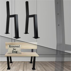Bankgestell mit Rückenlehne | Schwarz | 47x77,5 cm | 2 Stück | Gartenbank | Sitzbank | Bankfüße | Bankkufen | Bankbeine | Untergestell | Gestell