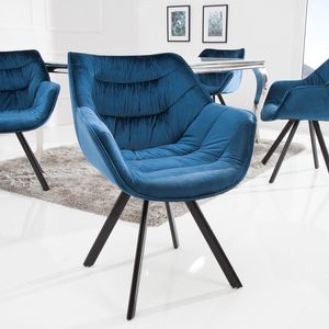 Design Stuhl THE DUTCH COMFORT samt blau mit Armlehne Esszimmerstuhl Bürostuhl Konferenzstuhl
