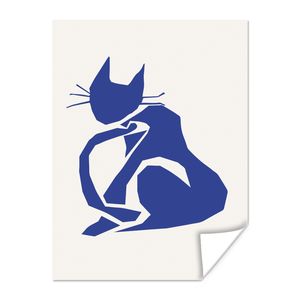 MuchoWow® Poster Katze - Haustiere - Blau - Matisse 120x160 cm - Wandbilder