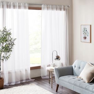 Gardinen Schals Offwhite Voile Vorhänge Wohnzimemr Transparent Vorhang für Fenster Amari (2x H/B: 175/140 cm)