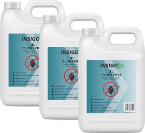 INSIGO 3x2L Anti-Flohspray, Mittel gegen Flöhe, Flohschutz, Katzenfloh, Hundefloh, Insektenschutz, gegen Ungeziefer & Parasiten, Innen & Außen