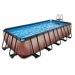 EXIT Wood Pool 540x250x122cm mit Filterpumpe - braun