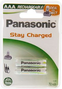 1x2 Panasonic Akku NiMH Micro AAA 750 mAh Ready to Use DECT