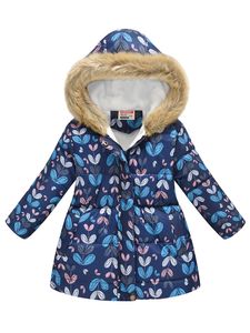 Mädchen Mit Kapuze Hals Outwear Winter Langarmjacken Fuzzy Fleece Knöpfe Down Jacke, Farbe: Blaue Liebe, Größe: DE 152