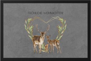 Fröhliche Weihnachten Fußmatte Geschenkidee Rentier-Fans Reh-Kids Süßes Motiv für Weihnachten für Familie Freunde