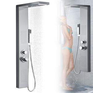 LARS360 Sprchový stĺp Sprchový systém Kúpeľňová batéria Rain Shower Shower Set z nerezovej ocele Vodopád Masážny sprchový panel s ručnou sprchou - Sliber
