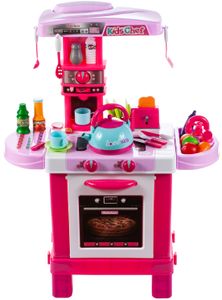 Kinderküche Spielküche Spielzeugküche mit Licht und Soundeffekten Rosa/Rot Neu 