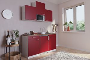 Küche Miniküche Singleküche Küchenzeile Pantry Weiß Rot  Luis 150 cm Respekta