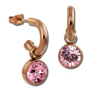 Amello Edelstahl Ohrringe Ohrhänger rosa glitzernde Zirkonias rosegold ESOS51A