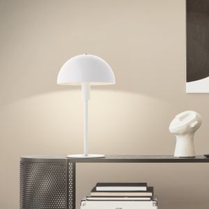 Pilz-Tischleuchte, 36 cm Höhe, E14, Metall, weiß/silberfarben
