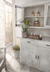 Deko Vase Lovely Cottage 2tlg Weidenkorn & Glaseinsatz Blumenvase Landhausstil