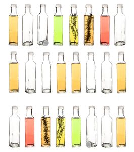 24x Likörflaschen 250 ml eckig mit Schraubverschluss - Schnapsflaschen zum Befüllen - Glasflaschen : 24 Stück