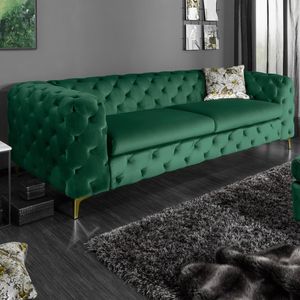 riess-ambiente Chesterfield 3er Sofa MODERN BAROCK 235cm smaragdgrün Samt  Federkern 3-Sitzer Dreisitzer Couch