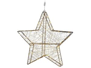 BELIANI Outdoor LED Weihnachtsbeleuchtung Silber Metall 58 cm Sternform mit Stromanschluss zum Aufhängen für Innen und Außen Deko Adventsdekoration