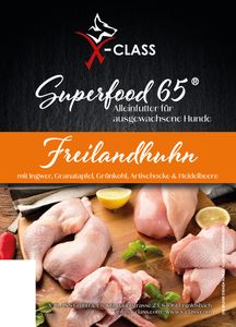 X-CLASS Superfood 65 Freilandhuhn getreidefreies Trockenfutter für ausgewachsene Hunde 6kg
