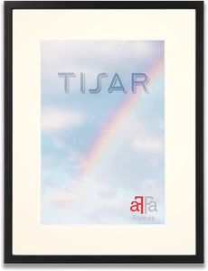 aFFa frames Tisar Bilderrahmen aus Holz mit Passepartout 15x21 cm Creme, leicht, rechteckig, mit Acrylglasfront, HDF-Rückwand Schwarz (88) 21x29,7 cm