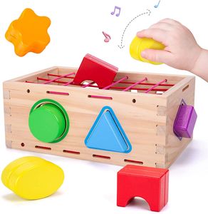 Holzspielzeug ab 6 Monate, Baby Motorikspielzeug für Kinder ab 1 Jahr, Montessori Spielwürfel Sortierspiel Holzpuzzle, Lernspielzeug als Geschenk für Kinder