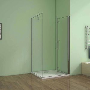 Falttürx Seitenwand :120x90cmxH.195cm Eckig Duschkabinen Falttür 6mm NANO ESG-Glas eckdusche Drehtür Duschabtrennung